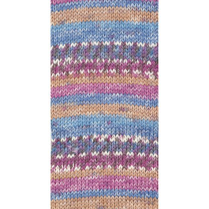 Austermann Sockenwolle, 6-fädig, mehrfarbig gestreift mit blau, pink und lila