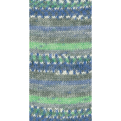 Austermann STEP 6 Irish Color Sockenwolle, 6-fädig: meliert mit Blau- und Grünstreifen