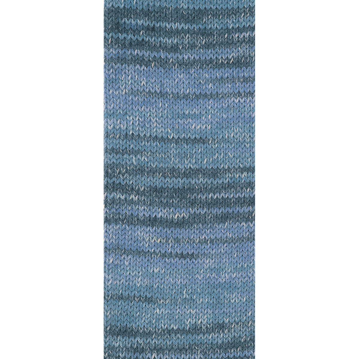Austermann STEP 6 Sockenwolle: blau melierter Strickstoff mit Zickzackmuster