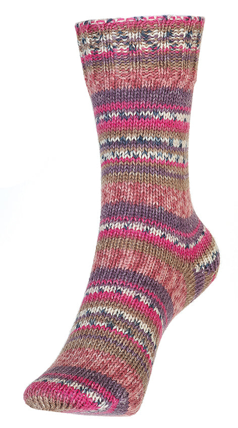 Austermann STEP 6 Socke aus bunter melierter Irish-Color-Wolle, Rippenbündchen